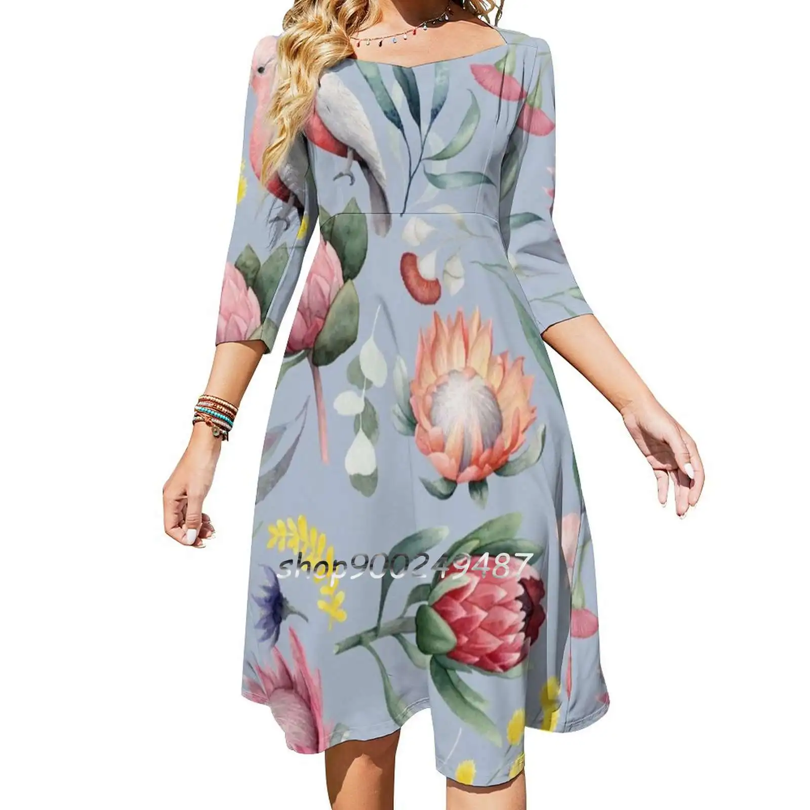 Botanica Australis Women Casual High Waist Mini Dress Short and Long Sleeve Dresses Fashion Dress Australian Australiana Native