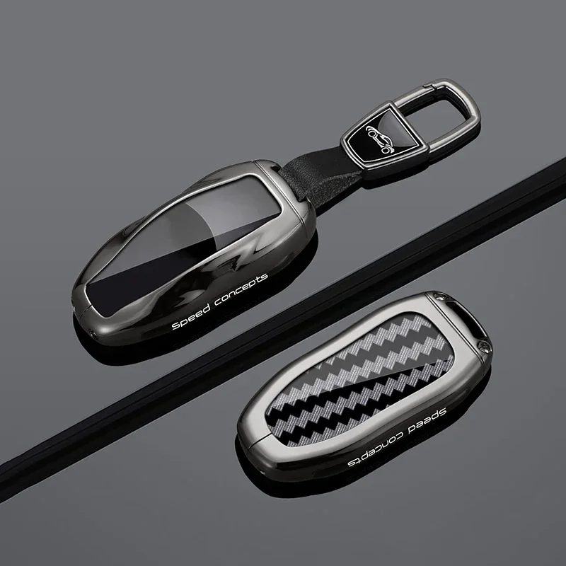 Suitable Carbon Fiber Zinc Alloy Car Remote Key Case Cover For Tesla Model 3 Model S Model Y Protection Keychain Accessories