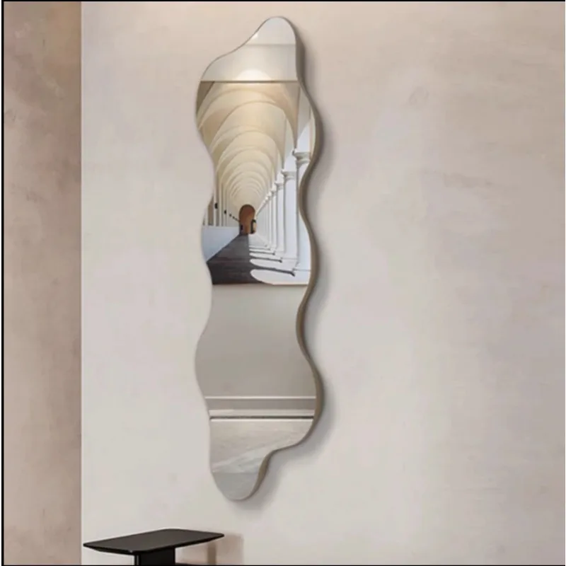 Z Wavy Living Room Art Mirror Wall Minimalist Modern Funky Design Full Body Mirror Create Irregular Living Room Espelhos Product