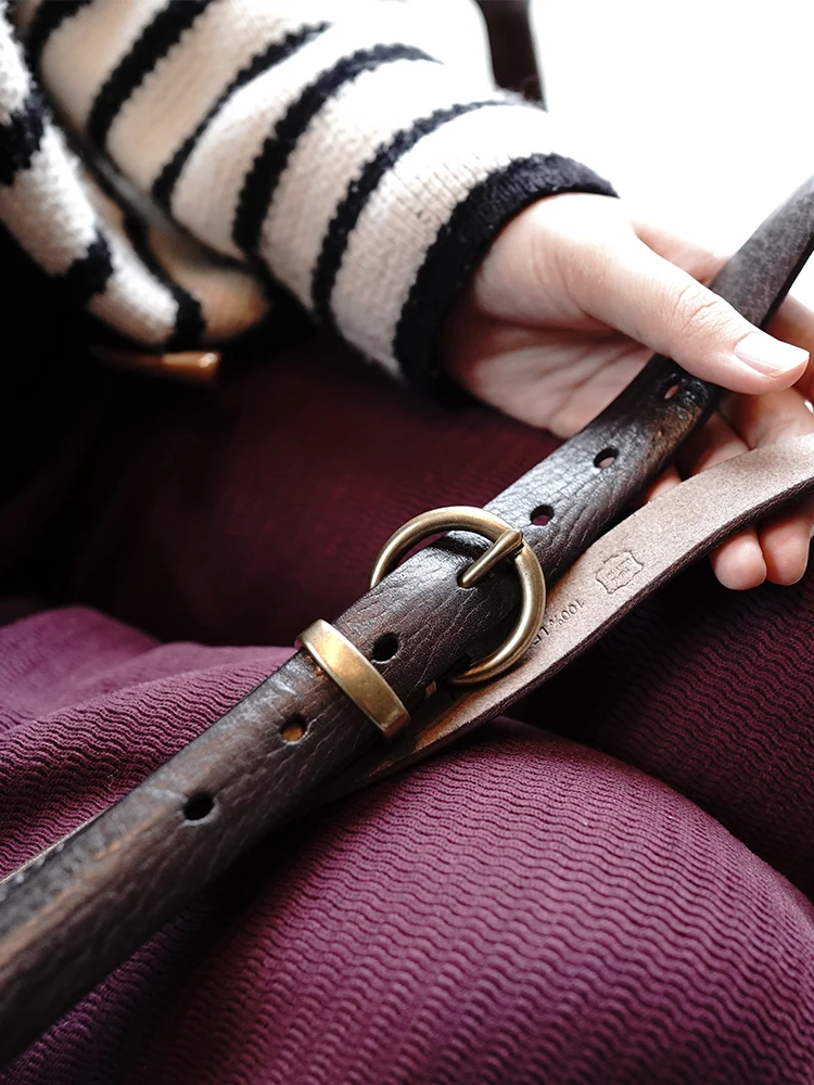 หนังขัดผัก หนังแท้วินเทจ ลําลอง สําหรับผู้หญิง