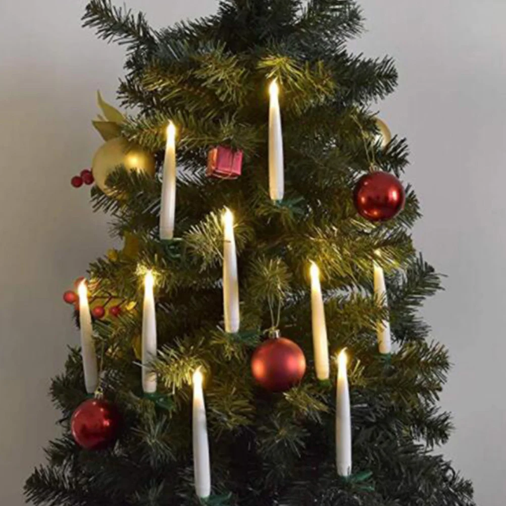 6 مجموعات من شموع الضوء المحاكاة الخضراء LED عديمة اللهب لتزيين عيد الحب بدون دخاني بدون قطرات لون عاجي ليلاً #6