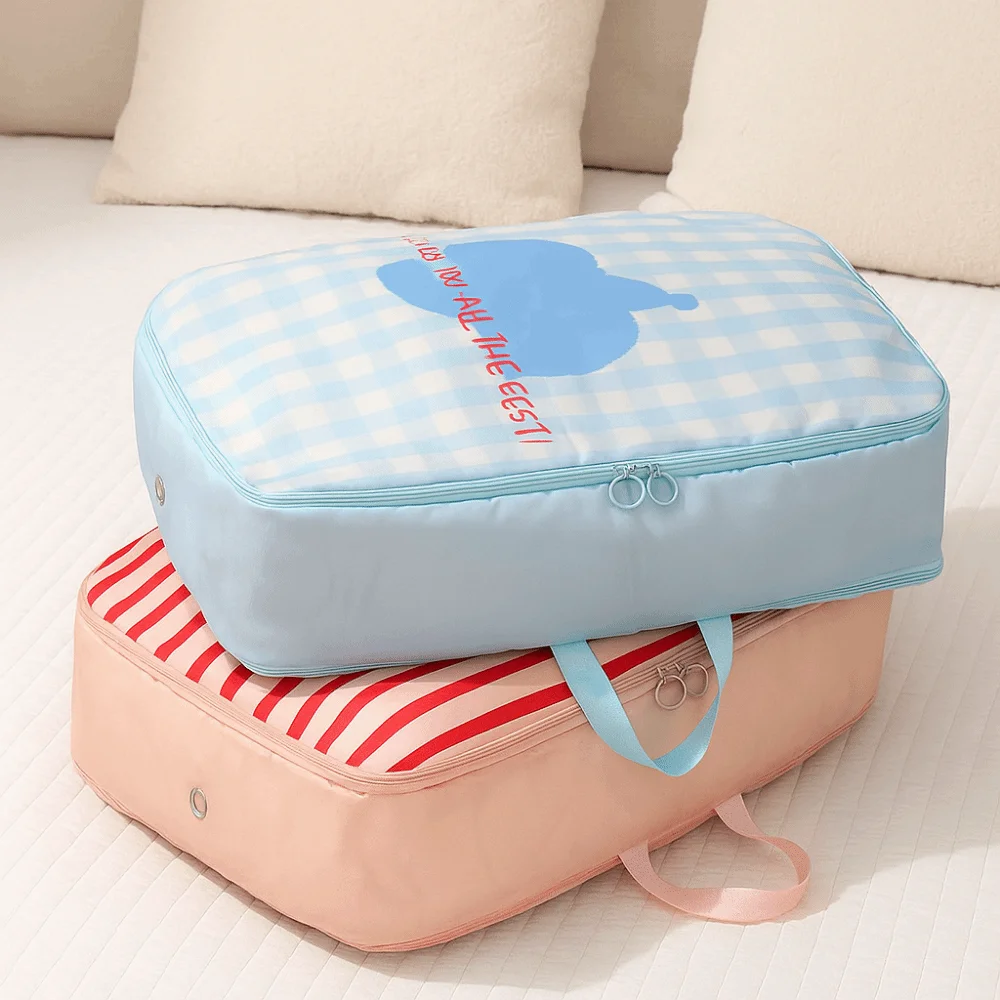 

4Pcs Foldable Compressed Travel Clothes Bag Large Capacity Dustproof Clothes Storage Bag with Handle Space Saving