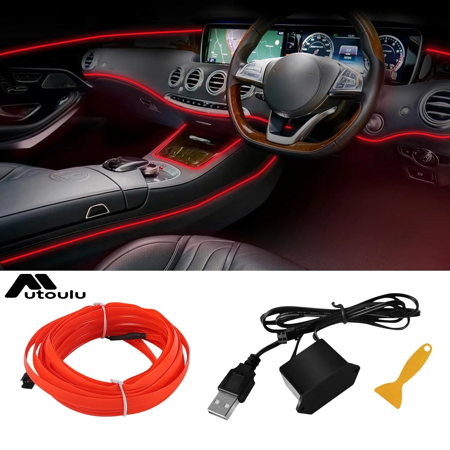 Led El Wire - 5m Neon LED auto-interieur verlichtingsstrips 5V