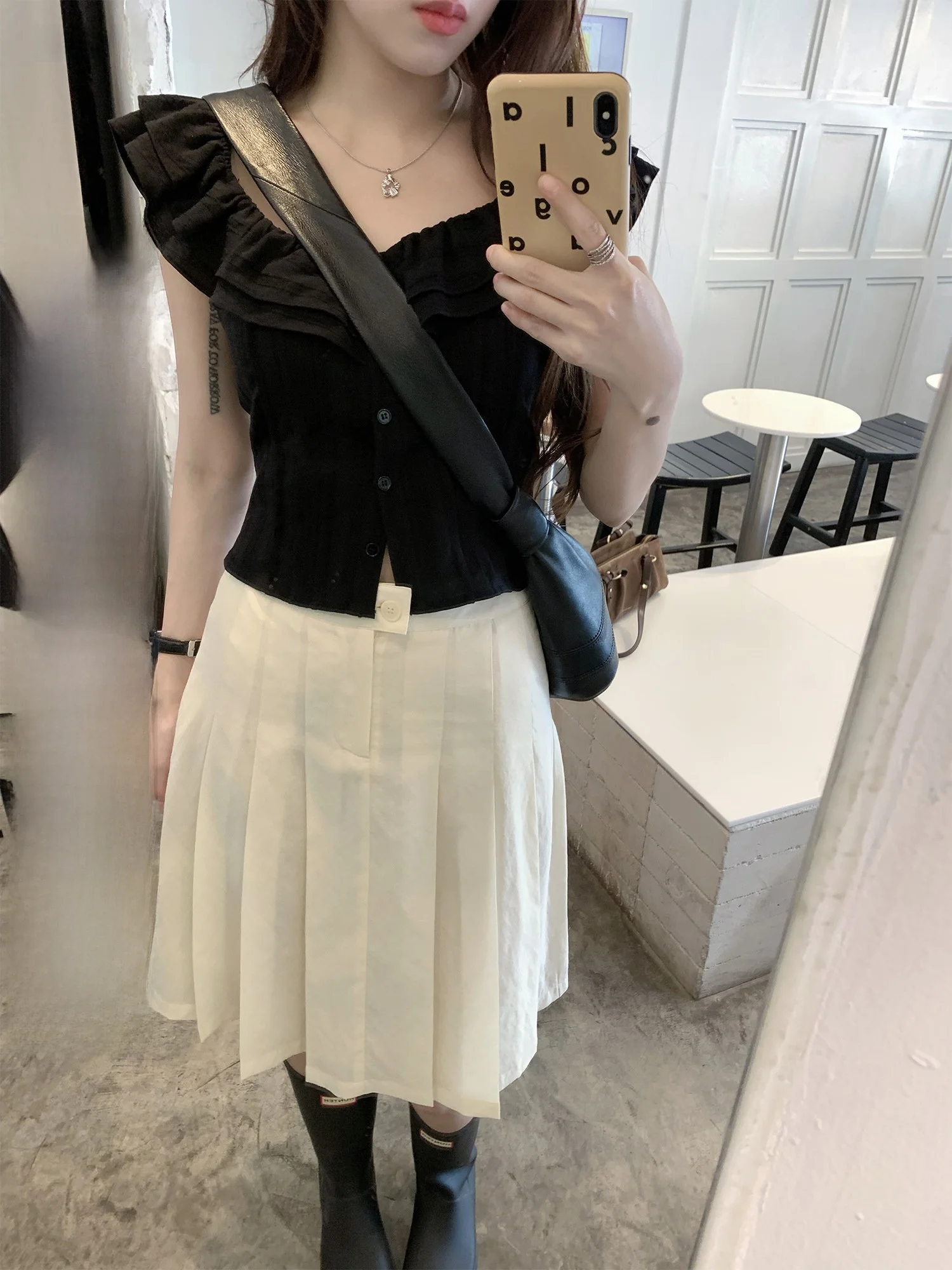 

Юбка миди Neurcz с высокой талией, А-силуэт, женская, весна-лето, для офиса, драпированная, однотонная, средней длины, с эффектом похудения