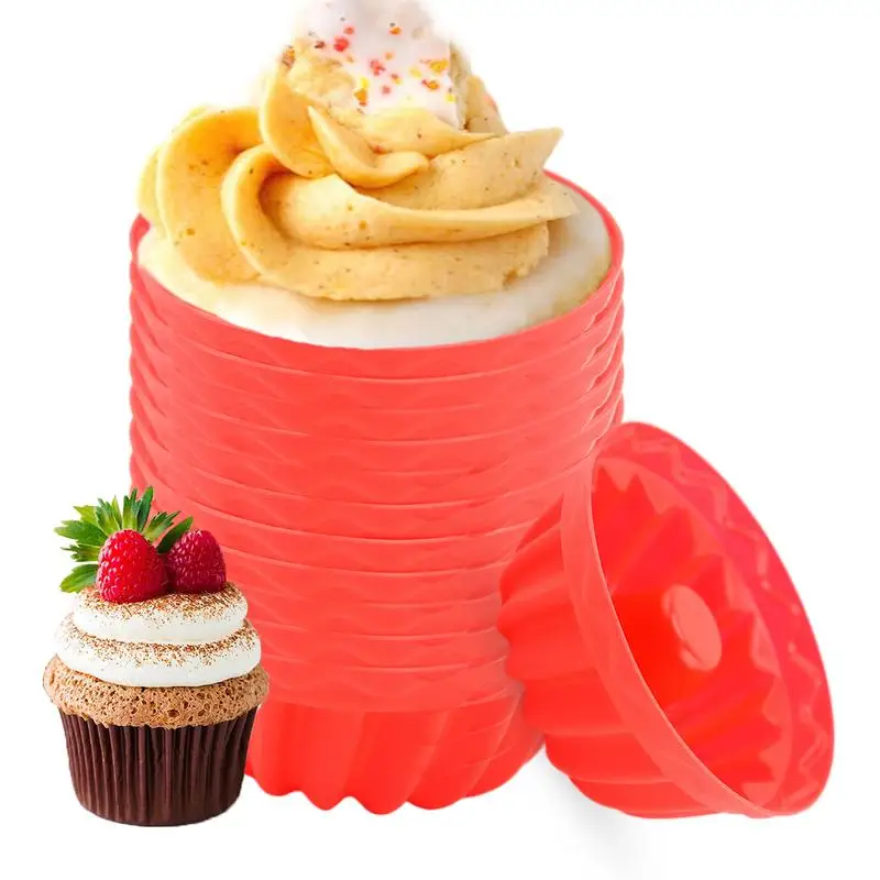 

Silicone Muffin Cups For Baking Muffin Liners Baking Cups Silicone Baking Mold Muffin Moulds 12 Pcs Reusable & Non-Stick Cupcake