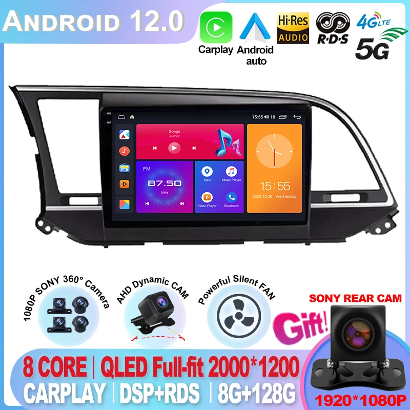 

Android 12 Car Radio For Hyundai Elantra 6 2015 2016 2017 2018 Multimidia Video Player GPS Navigaion Split Screen 360 Camera DPS