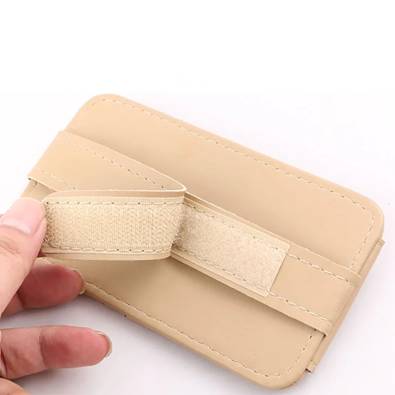 Car Sun Visor Point Organizer Storage Pocket Pouch Bag Card Glasses Storage Holder Car-Styling Leather Car Accessories Interior