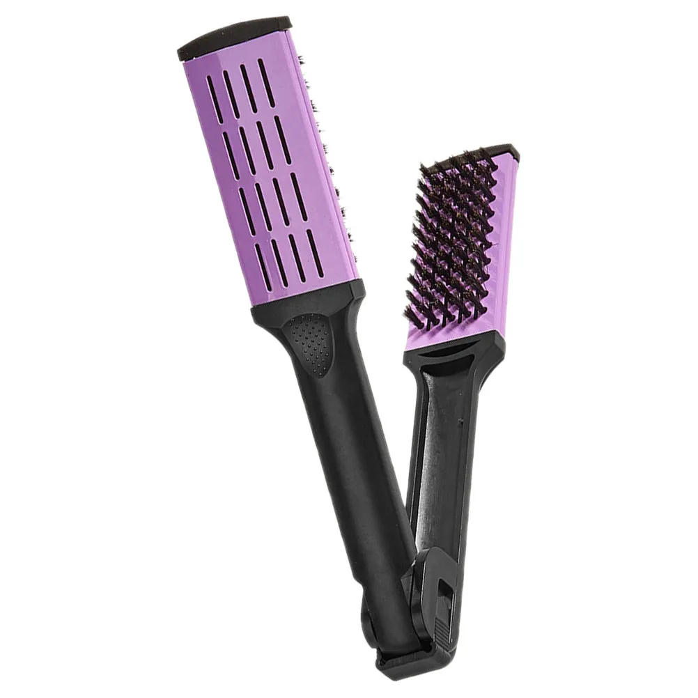Hair Straightening Comb V-Shaped Dual Sided Bristle Clamp Design for Sleek Straight Hairstyles Gentle on Dry Sensitive Scalp