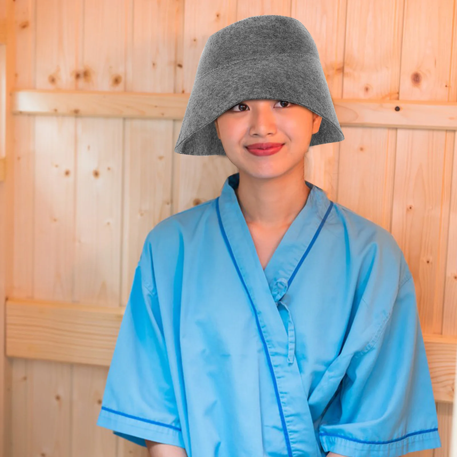 

2pcs Felt Bathing Hats Reusable Caps Insulated Shower Hat For Women Men Heat Resistant Spa Bath Cap Household Bathroom