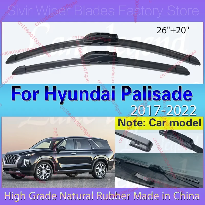 

Car Front Wiper Blades For Hyundai Palisade 2017 2018 2019 2020 2021 2022 Windscreen Windshield Rain Brush 26"+20" Accessories