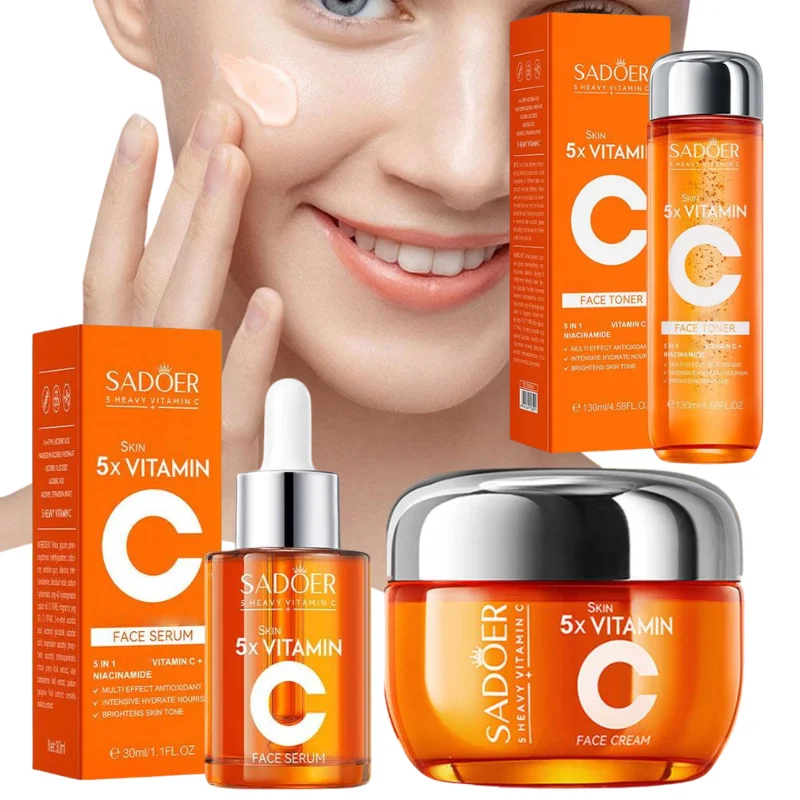    SADOER Sérum de Vitamina C e Niacinamida Iluminador, Hidratante e Anti-Idade, Essência Facial com Ácido Hialurônico para Reparação da Pele