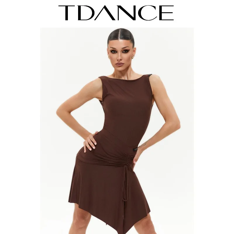 Customized TDANCE Latin Modern Practice Dress [Ship Collar Tank Top] with Chest Cushion Basic Versatile Solid Color Women GL-172