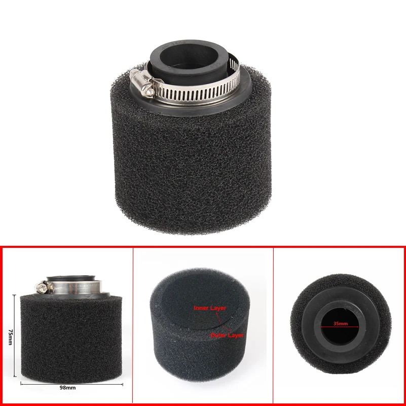 35mm fit PZ19 carburetor black red Neck Foam Air Filter Sponge Cleaner Moped Scooter 110cc Dirt Pit Bike Motorcycle Kayo BSE