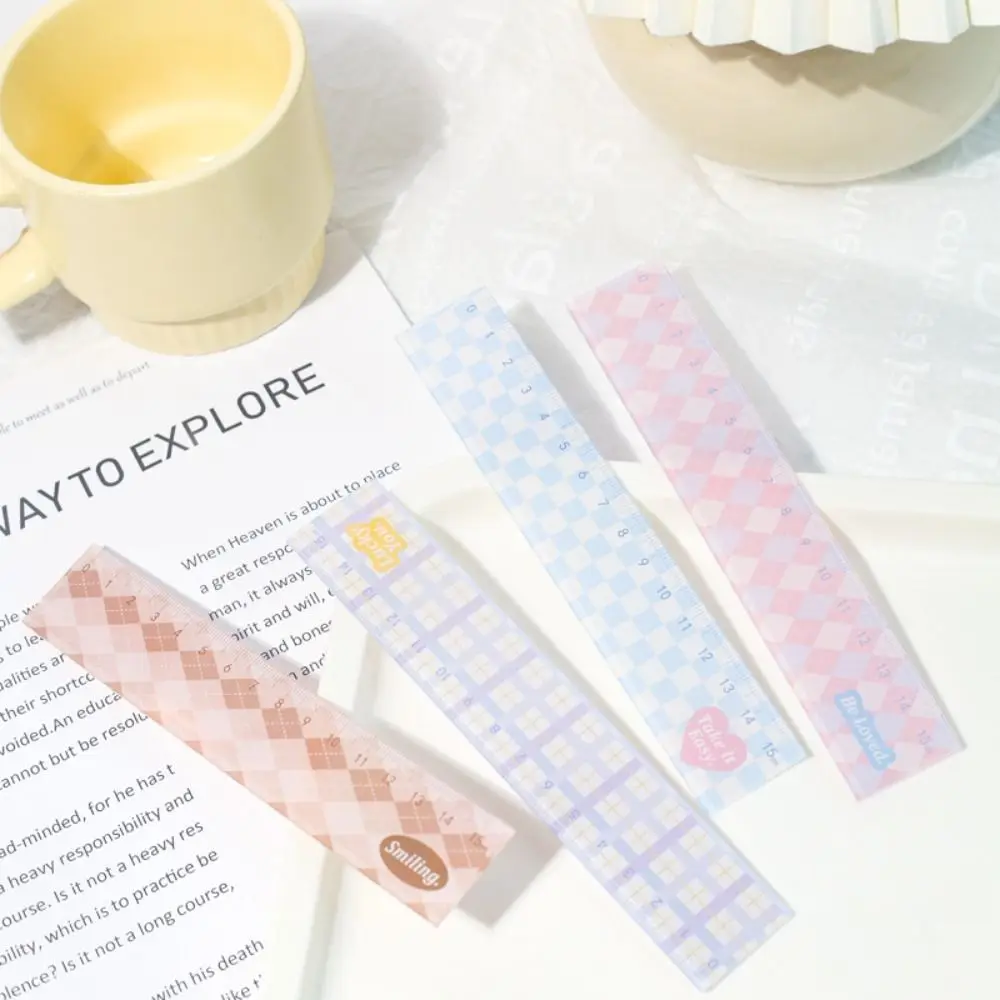 1 Pcs Checkerboard Straight Ruler Kawaii Stationery Office School Measuring Drawing Tools