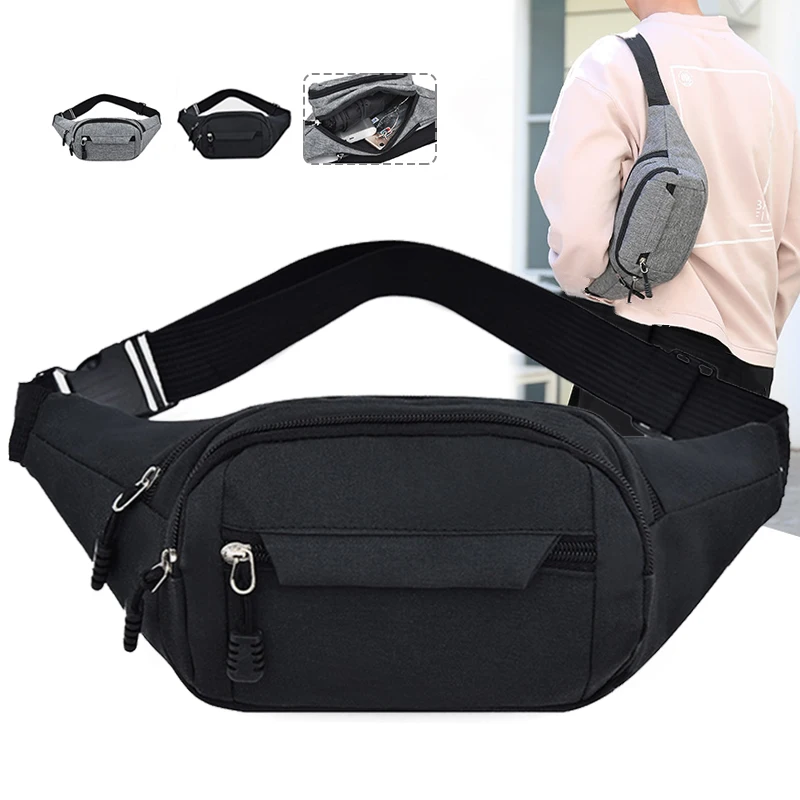 

Men Waist Fanny Pack Belt Sling Chest Bag Travel Sports Fashion Money Male Nylon Pouch Purse Bum Hip Bags