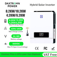 Daxtromn 8.2KW 10.2KW 4.2KW 6.2KW Hybrid Solar Inverter 48V 220V 500VDC Dual 160A MPPT with BMS Pure Sine Wave Solar Charge