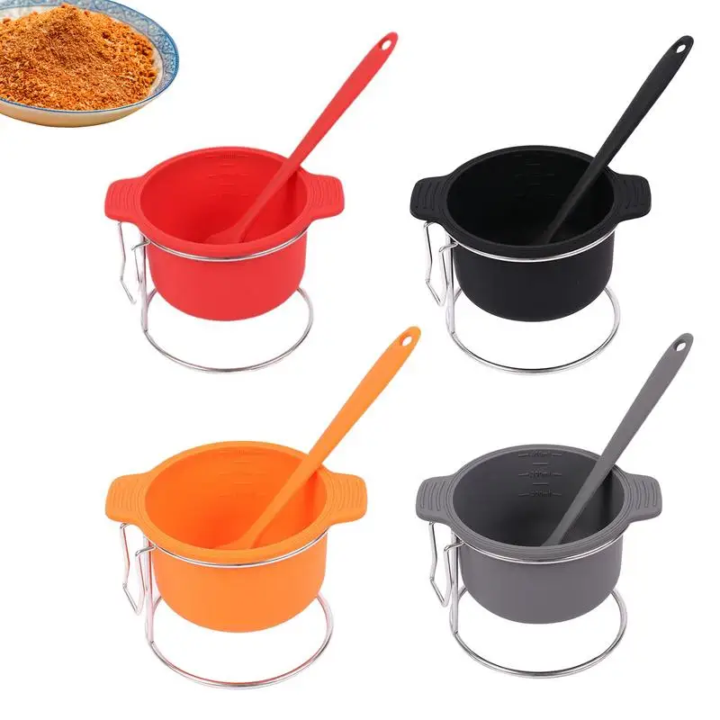 Pinch Bowls Silicone Prep Bowls with Brush and Rack BBQ Accessories Reusable Kitchen Condiment Snack Bowls for Seasoning Dip