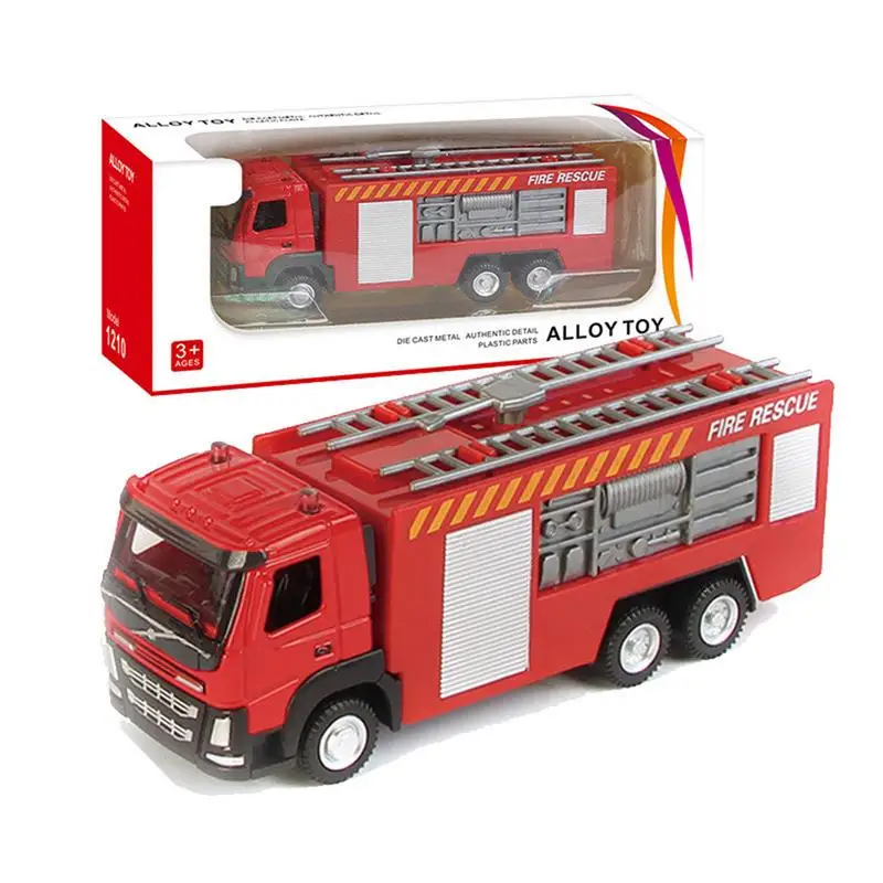 Kids Fire Trucks Toy Pullback Fire Engine Toy Trucks With Friction Powered Portable Ladder Truck Fire Engine Vehicles Toys For