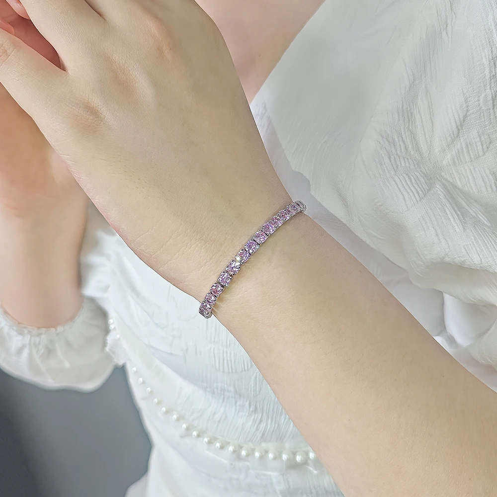 2023 جديد الوردي اللون الأميرة سوار الإسورة للنساء هدية للذكرى السنوية المجوهرات بالجملة S7207