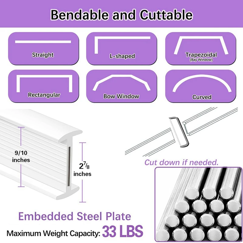 Hot 2X Flexible Bendable Ceiling Curtain Track, Ceiling Mount For Curtain Rail, Room Divider Ceiling Track 9.8FT