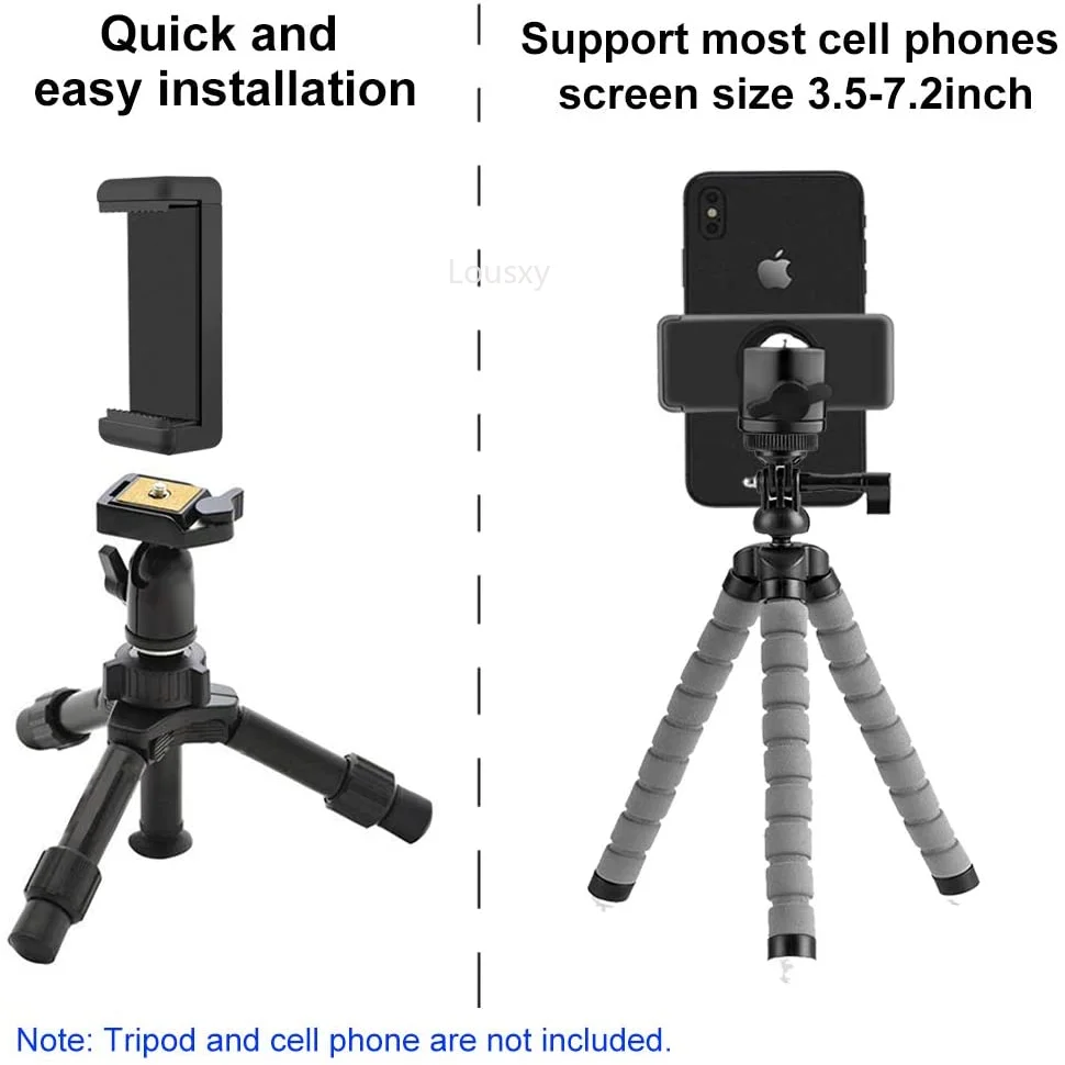 Set dudukan Tripod Universal, penyangga ponsel dan adaptor kepala bola untuk iphone Tripod dan tongkat Selfie dengan sekrup 1/4