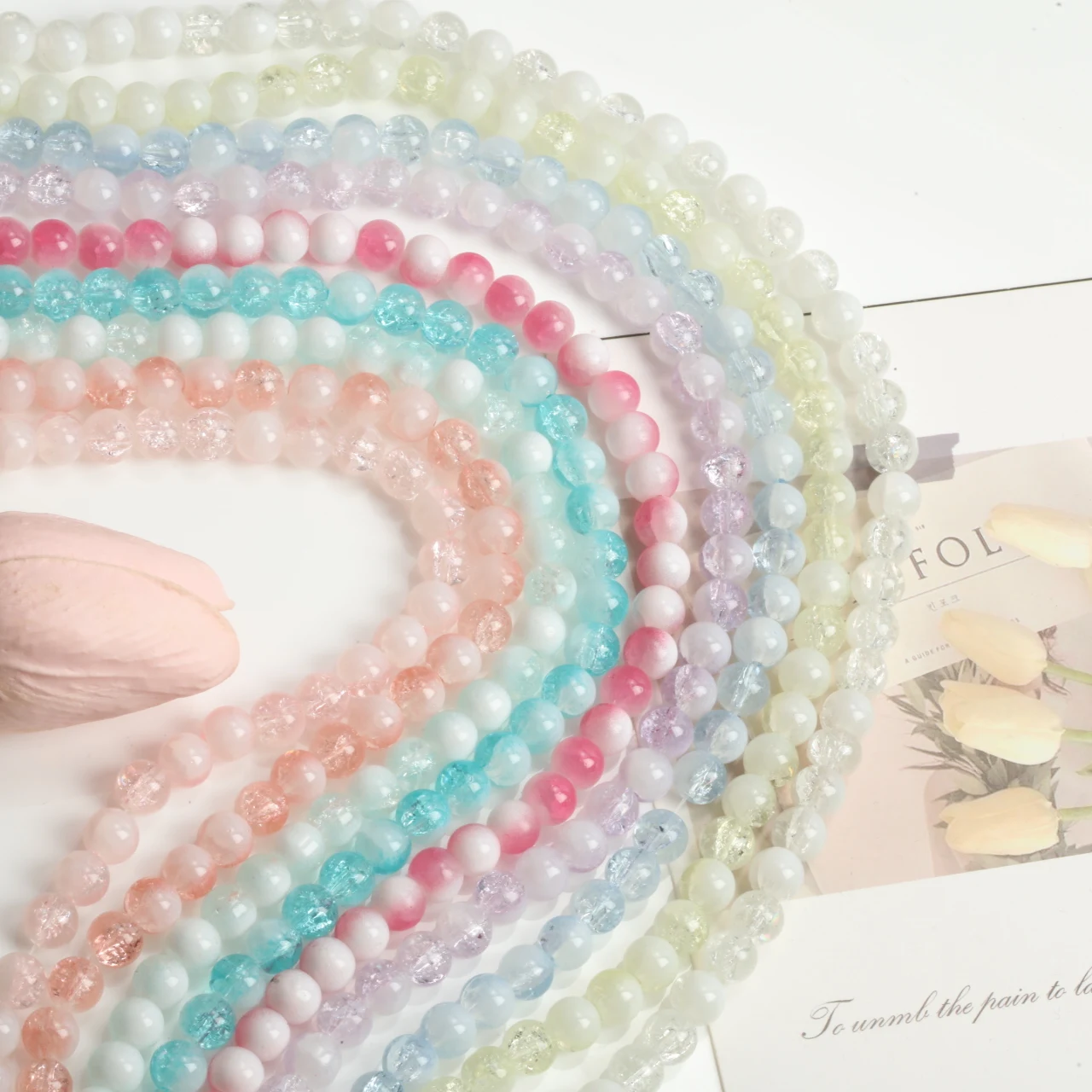 8mm Crackle Glass Beads Round Stained Color Loose Spacer Beads For DIY Earring Bracelet Necklace Jewelry Making