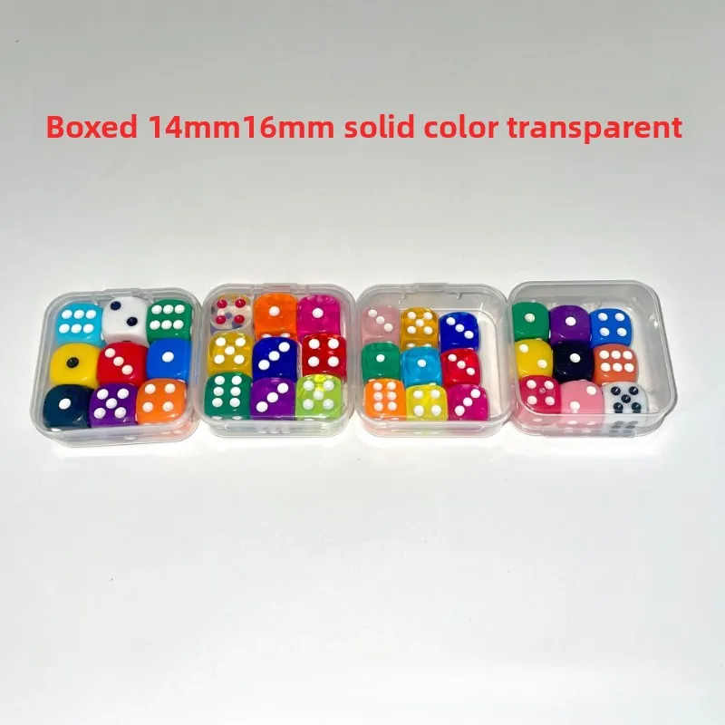 9 Pieces Transparent Color Dice with Box 6 Sided Dice for Board Games 14mm 16mm Bulk for Math Learning Dice for Classroom