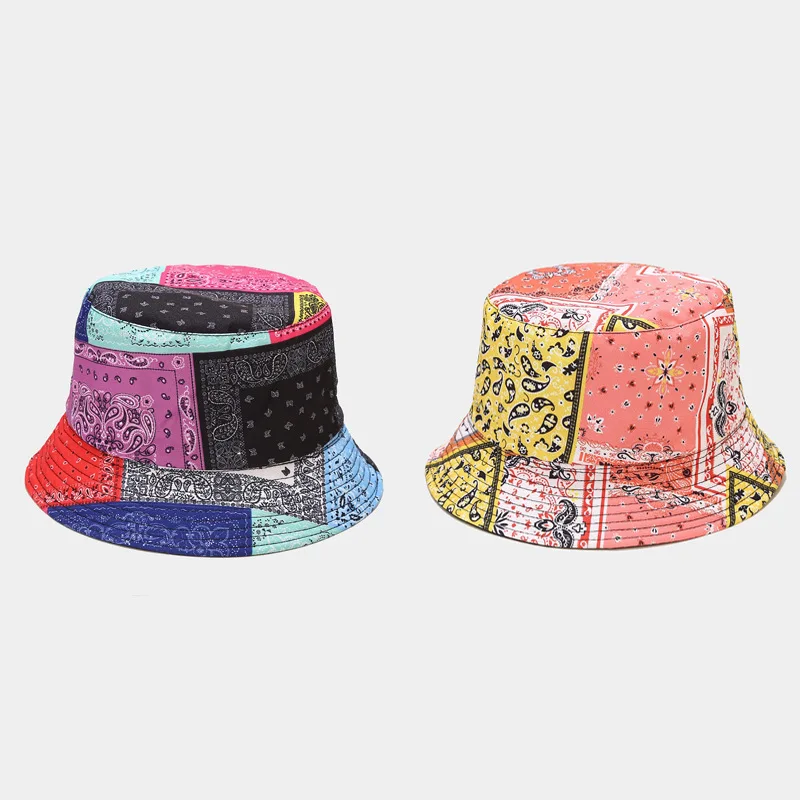 Summer Sunscreen Bucket Hat for Men Women Beach Panama Cap Fashion Print Hip Hop Gorros Fishing Fisherman Double Sided Hats