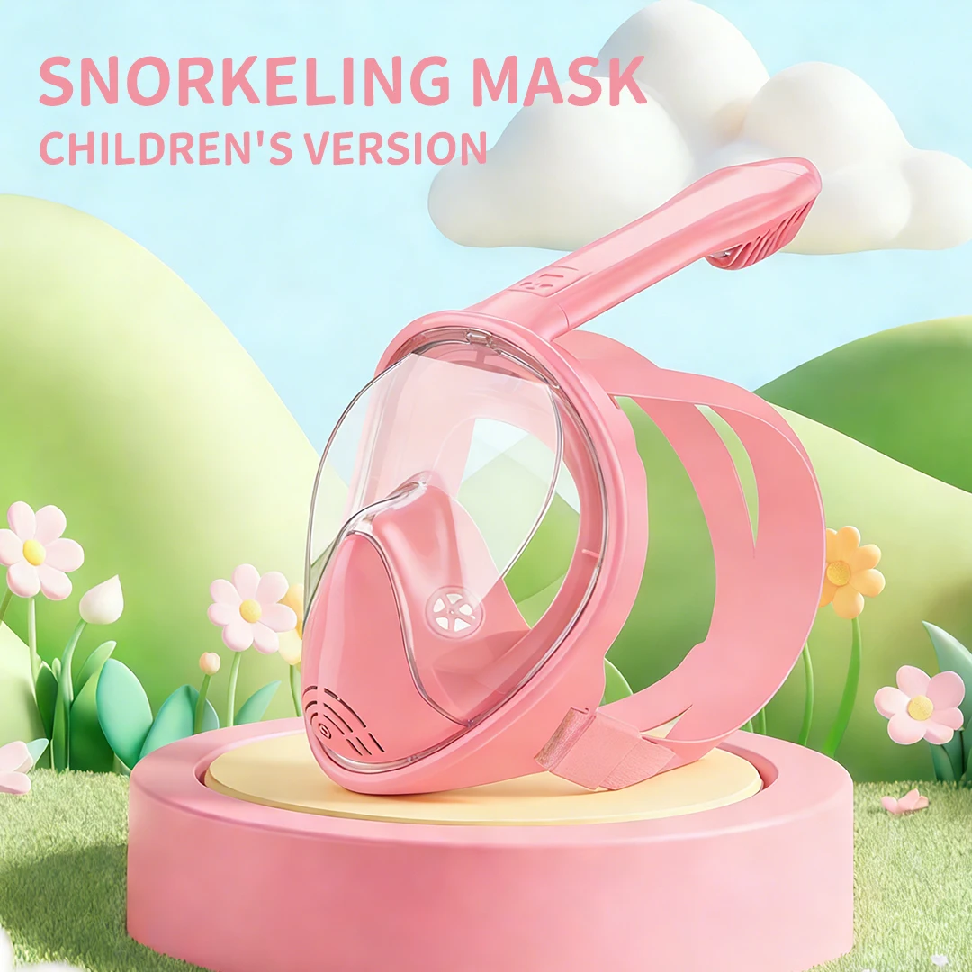 Kids Snorkel Mask Full Face, Snorkeling Set with Camera Mount, Foldable 180 Degree Panoramic View Snorkeling Gear Anti-Fog Anti