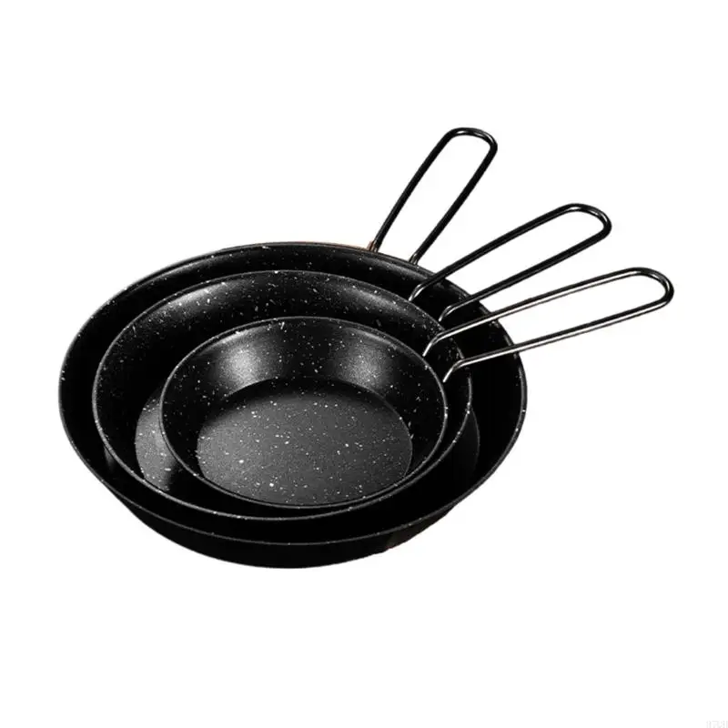 

97QD 3Pcs Camping Frying Pans Skillets Nonstick Pans for Cooking Easy to Use
