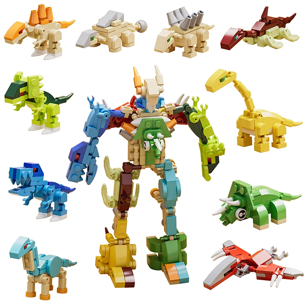 Blocchi di dinosauro trasformabili 335 pezzi fai da te serie di robot creativi giocattolo per bambini puzzle animale blocchi di costruzione regalo di compleanno