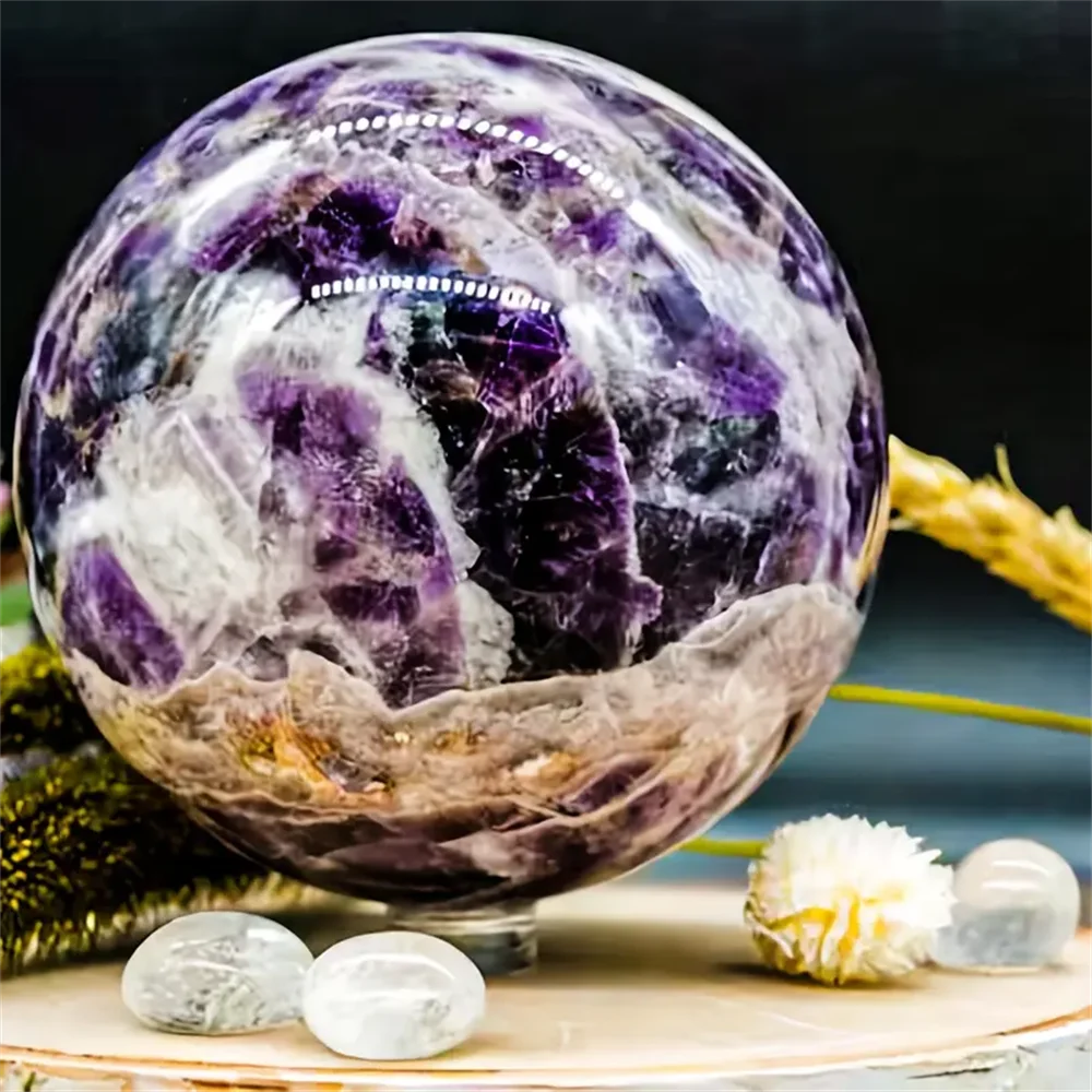 1 قطعة كرة جمشت حلم كبيرة جدًا ، كرة منحوتة يدويًا أرجوانية حلم ، كريستال كوارتز ، كرة أرجوانية حلم ، ديكور منزلي ،