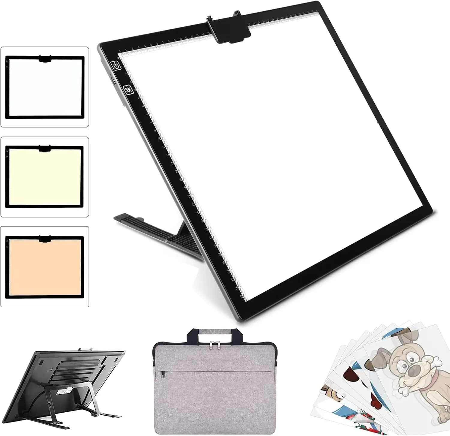 

Перезаряжаемая светодиодная световая панель формата А3 с регулируемой яркостью, 3 цвета, встроенная подставка, магнитный зажим для трафаретирования и рисования
