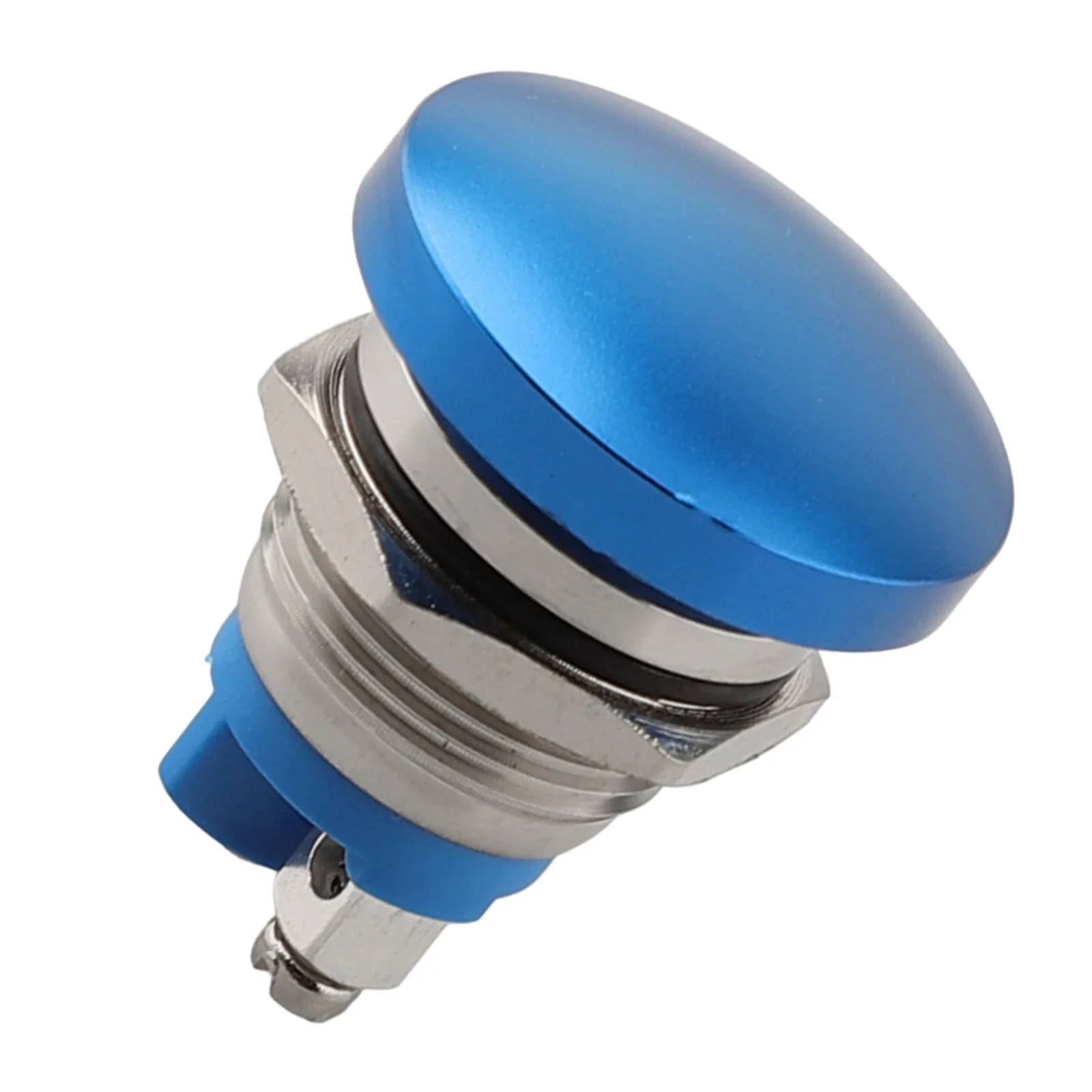 Metal 16mm Mushroom Push Button Switch with Momentary Self-Reset Function 1NO Configuration and Screw Feet Electrical Connection