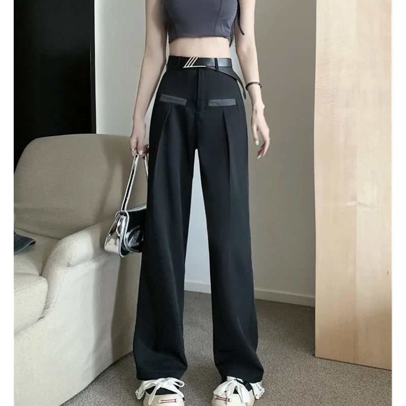 

Summer Women's Blazer LONG Pants Featured High Waist Slim Flat Loose Versatile Temperament Floor Mopping Wide Leg Blazer Pants