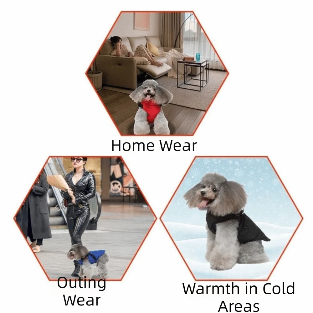 

Puppy Outfit Adjustable Dogs Down Clothes Warm Thicken Dog Coat with Harness Windproof Winter Dog Clothes for Dogs Cats