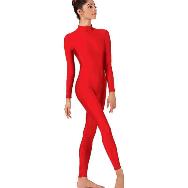 Speerise Adult Turtleneck Unitard Footless Full Body Zip One Piece Bodysuits Spandex Women Ballet Dance Long Sleeve Yoga Costume