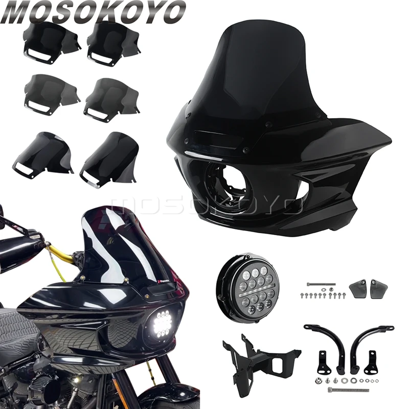 

Передний обтекатель мотоцикла, лобовое стекло, обтекатели фар, ветровое стекло для Harley Softail Street Bob Low Rider S Standard 2018-2024