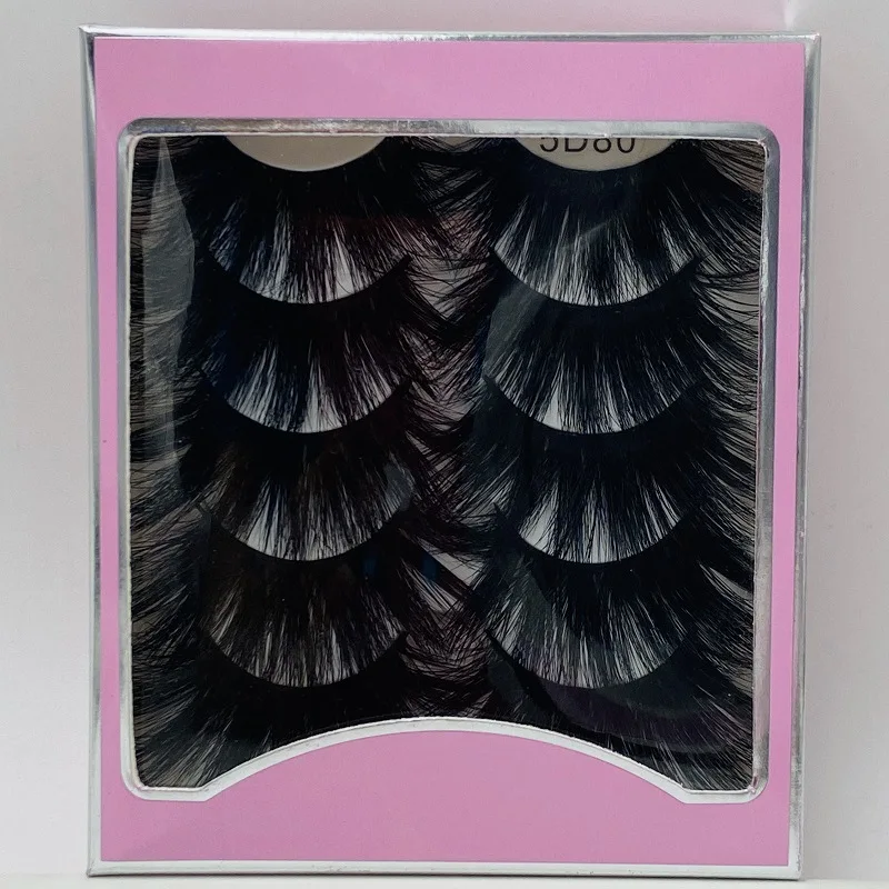 Pestañas postizas de pelo de visón, largas y gruesas extensiones naturales, maquillaje de pestañas postizas reutilizables, 5 pares, 25mm, 5D