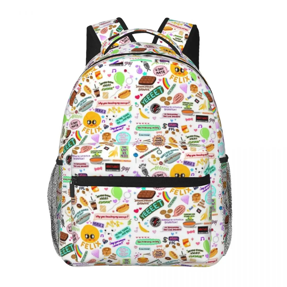 

Felix Doodle Backpack Student Schoolbag for Men Women Laptop Canvas Bags 16in