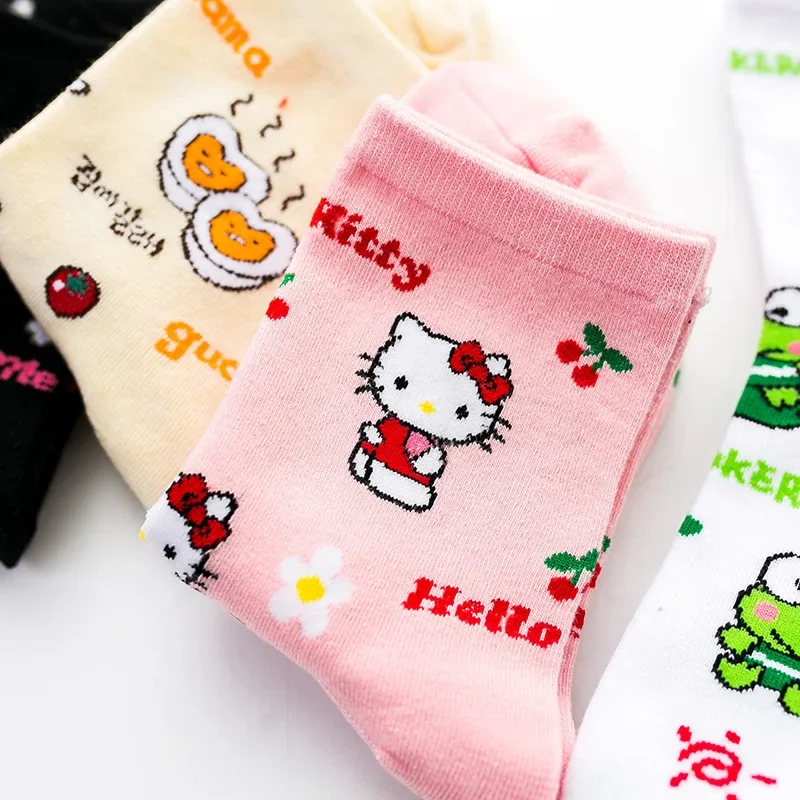 Miniso Sanrio Anime Vrouwen Sokken Kawaii Meisje Sok Hallo Kitty Kulomi Mijn Melodie Cartoon Katoen Sport Ademende Student Sok