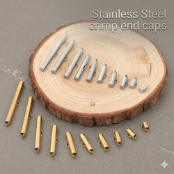 10pcs/lot Stainless Steel Crimp End Caps Slider Clasp Buckles Tubes Slider End Caps Connector For DIY Jewelry Making Accessories