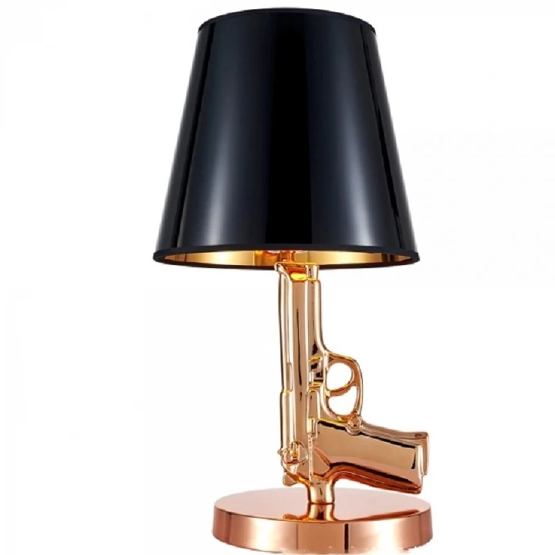 Imagem -02 - Gun Table Lamp Display Pistola de Cor Preta Chapeada Iluminação de Sala Ornamentos Art Decor Light Exibição de Móveis Ak47