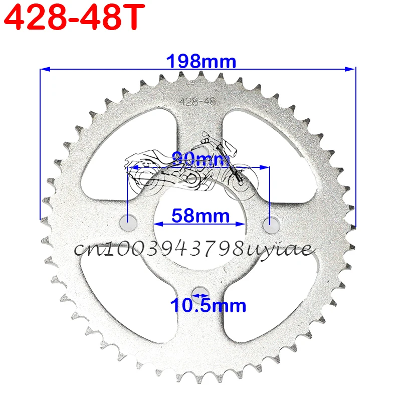 420/428チェーン37t/41t/48t歯58ミリメートルリアチェーンスプロケットatvクワッドバイクオートバイ用ピットダートバイクバギーゴーカートオートバイアクセサリー