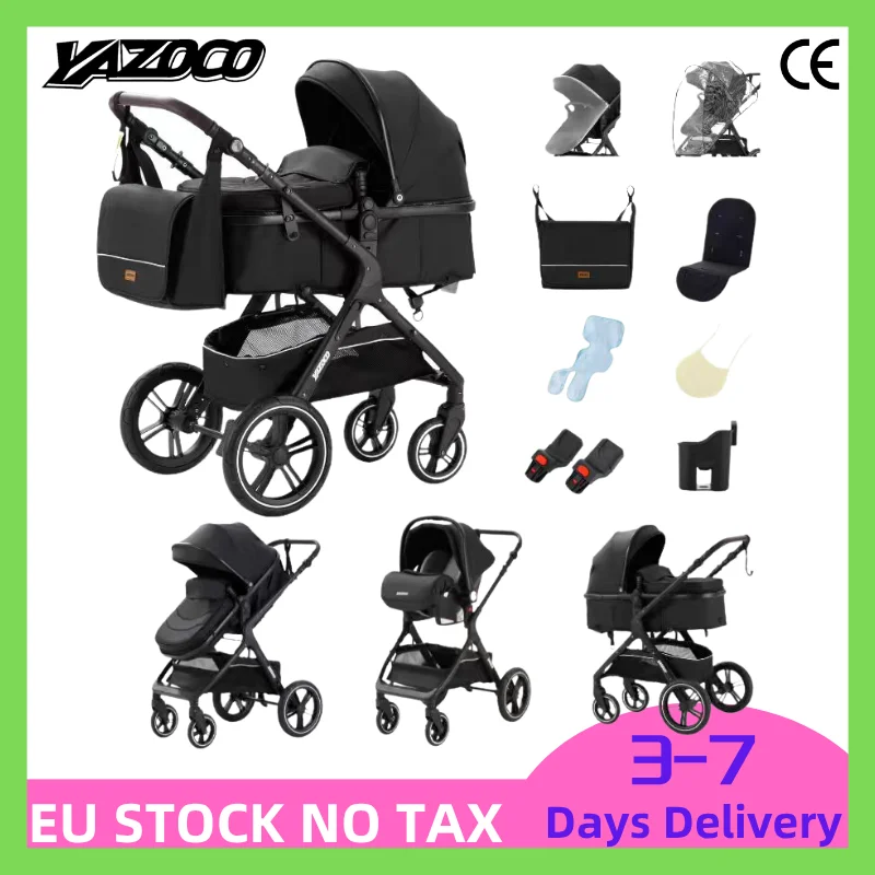 Set da viaggio 3 in 1 per passeggino neonato, compatibile con seggiolino auto standard per neonati, struttura in alluminio resistente e leggera, desig