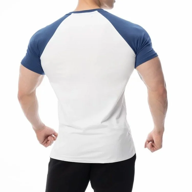 Mens Patchwork T-Shirts Muscle Slim Fit Moisture Wicking Gym Workout Tee Short Sleeveless Fitness Bodybuilding T Shirt