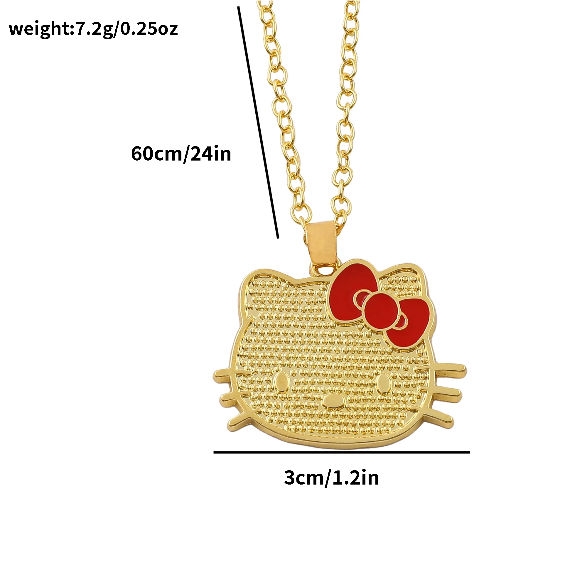 Anime Sanrio Hello Kitty Necklace Cartoon Figure KT Cat Gold Color Metal Pendant Necklace Kawaii Jewelry Accessories Gifts