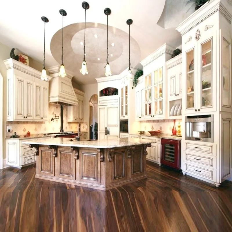 Classic villa dining table, open kitchen guide cabinet, kitchen island, integrated with dining table image 3