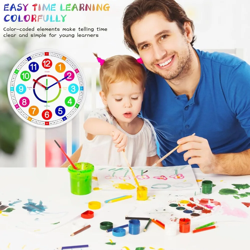 

Children's Wall Clock - Non timed, battery powered children's teaching clock, suitable for children's bedrooms