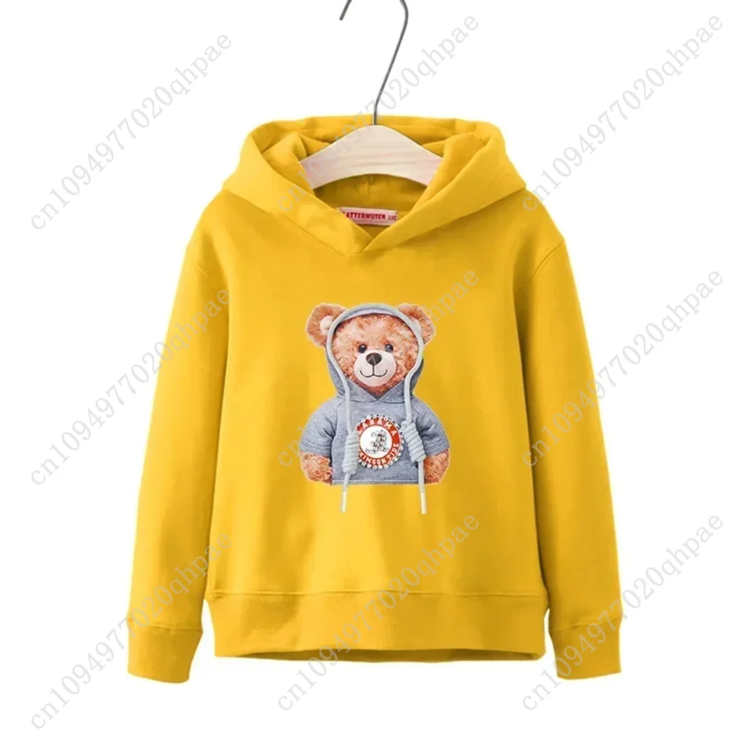 Autumn Winter Long Sleeve Teddy Bear Print Children Hoodie Kids Girl Boys Cartoon Street Casual Hip-hop Sweatshirts Pullover Top